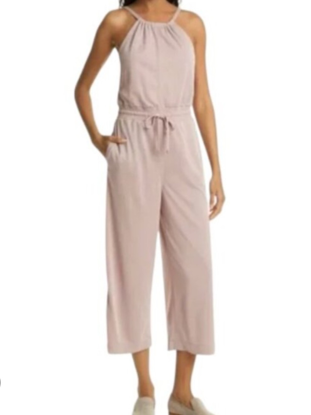 Club Monaco Soft Modal Cropped Jumpsuit - Pink Rose